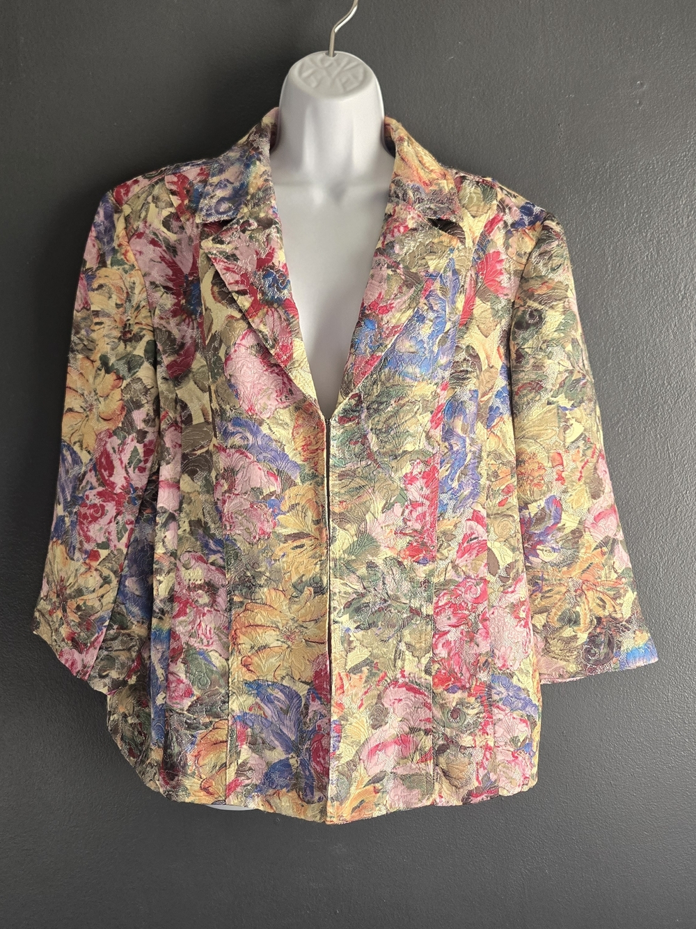 Chico's 3 Floral Watercolor Maximalist Cottagecore Artsy Brocade Jacket XL - Picture 5 of 8